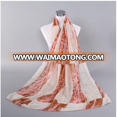 custom colorful Polyester Fashion check Voile Scarf for ladies