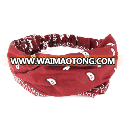 custom chinese red cotton paisley headwear Lady hair band for sale