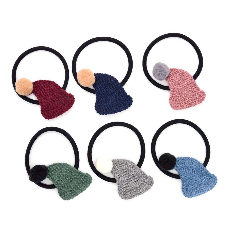 6 Colors Knitted Hat POM Poms Ball Elastic Hairband